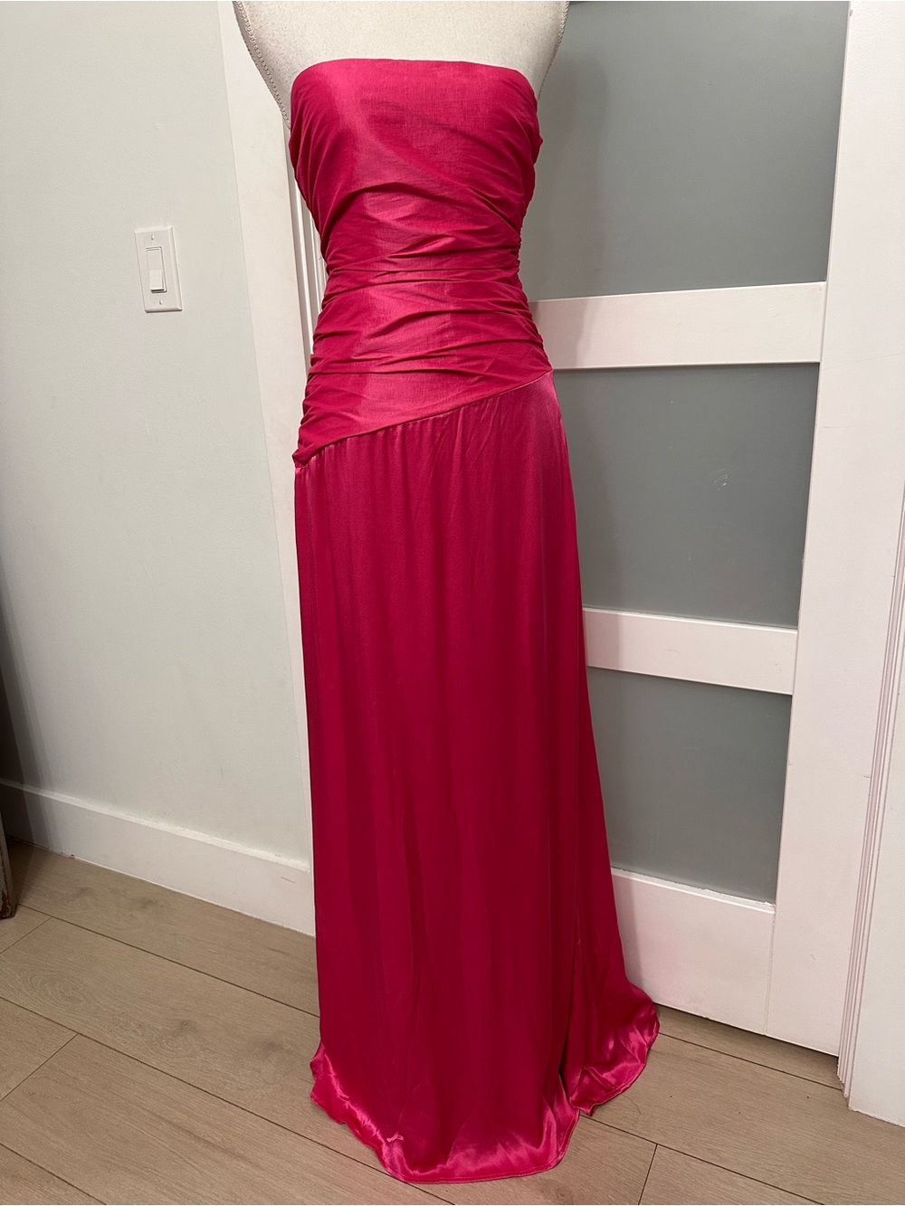 Meshki Pink Serena Strapless Taffeta Maxi Dress SZ Small Elegance Coquette NWT - Picture 4 of 9
